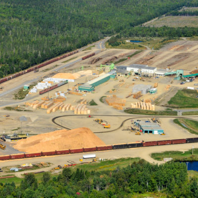 aerial photo of construction train yard